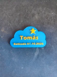 Placa lembrança batizado ou topo de bolo